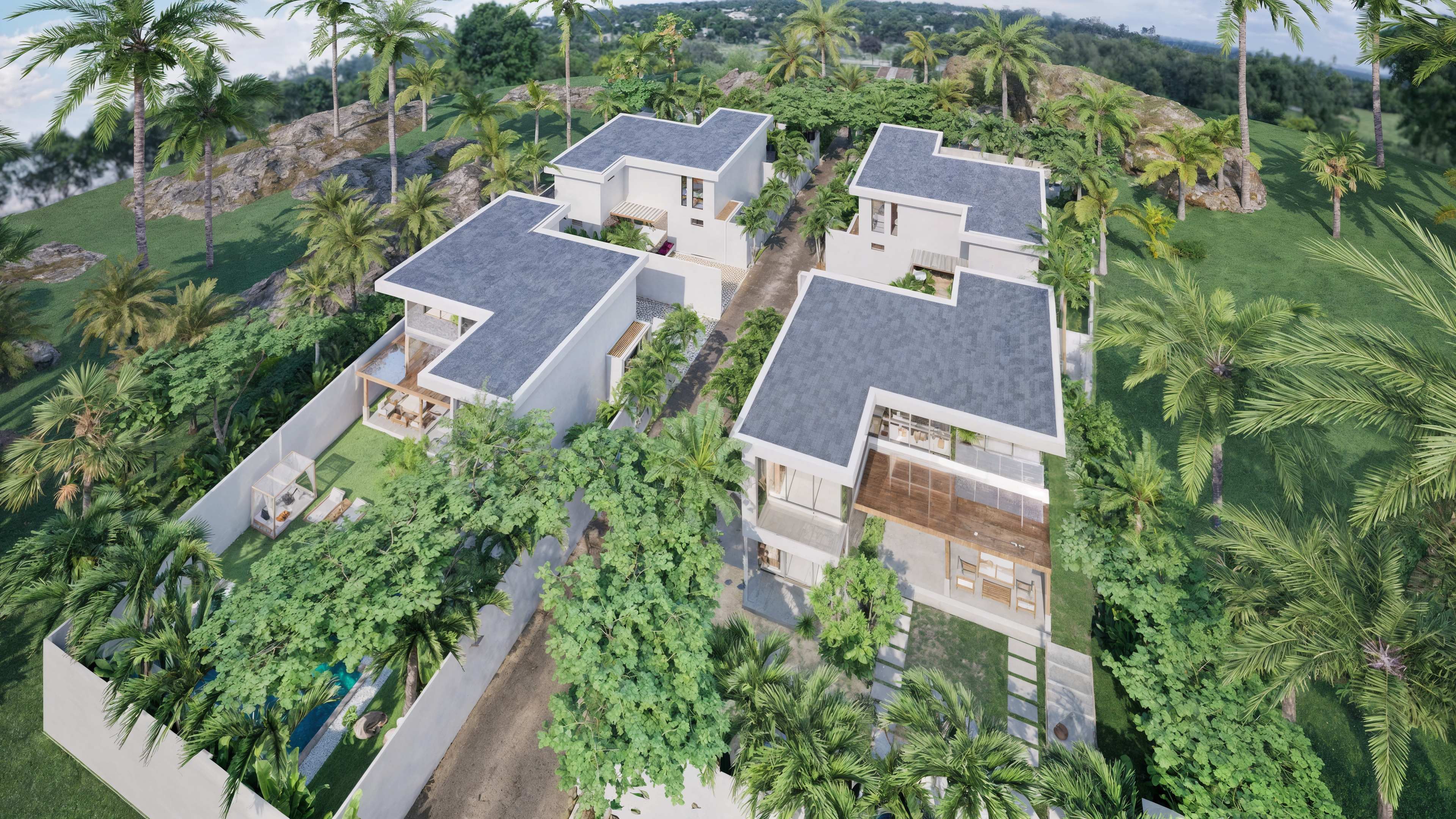 Open living space with garden view